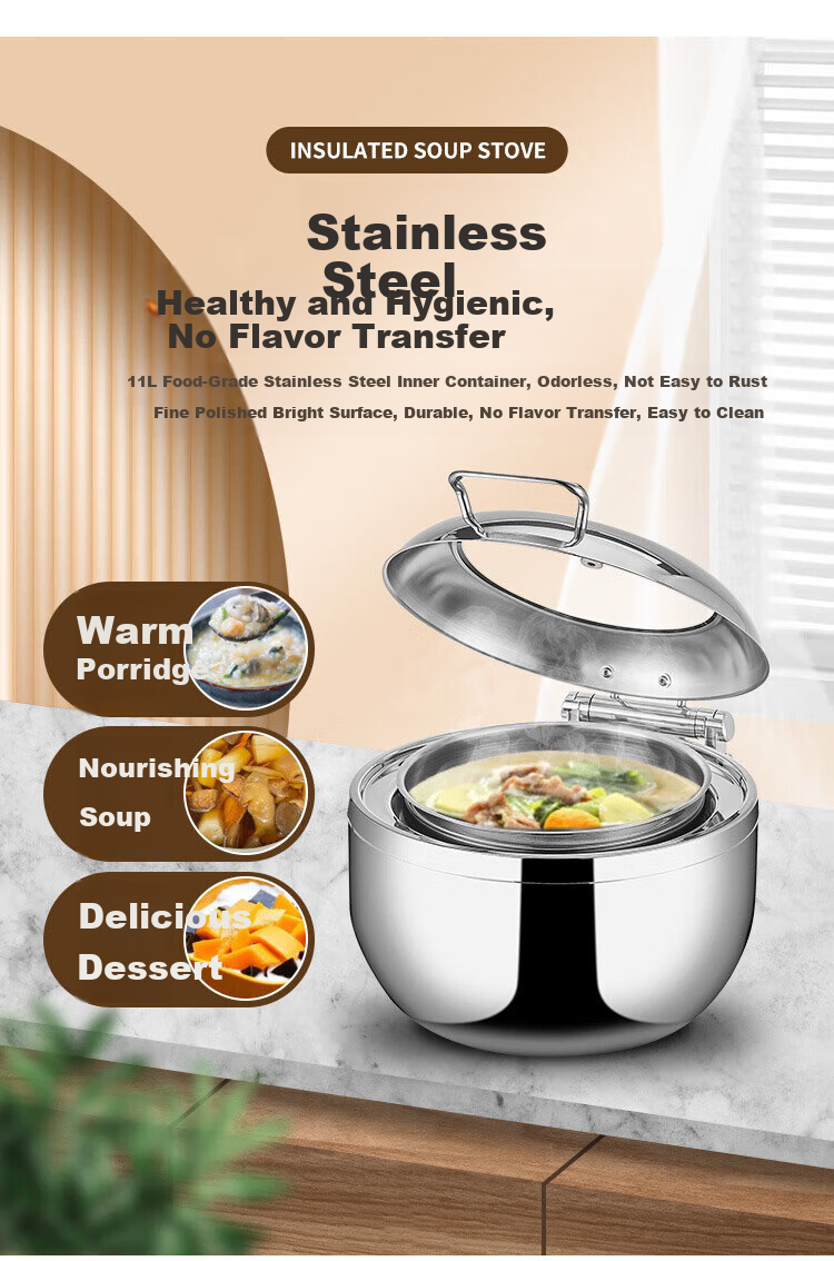 Shan Yu Fu Buffet Soup Warmer 11L Round Visible Buffet Heater Hotel Electric Heating Soup Pot 1