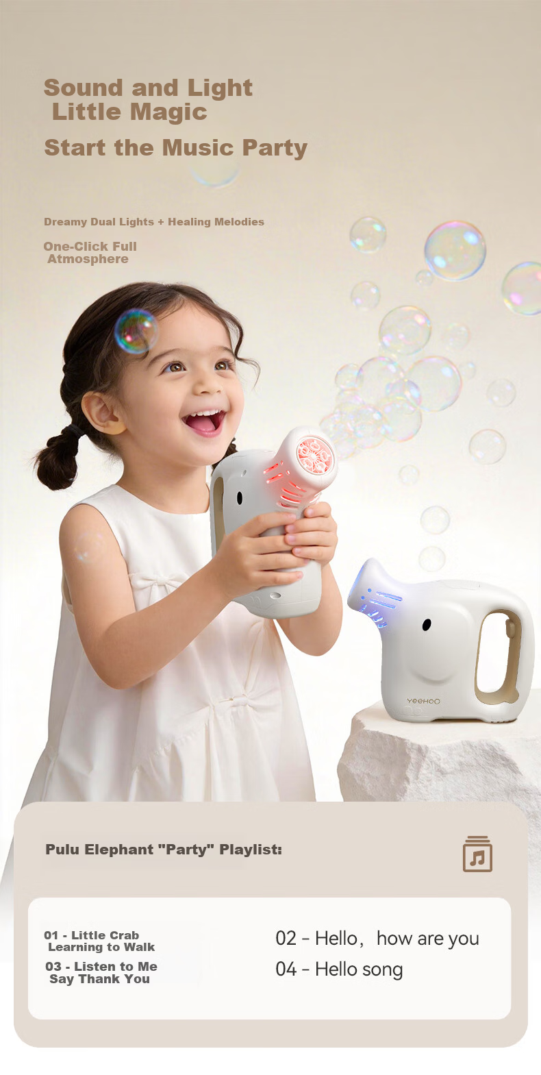 YEEHOO Elephant Bubble Machine for Kids 1-3 Years Old Electric Bubble Toy Non-Toxic Bubble Solution Children's Day Gift 2