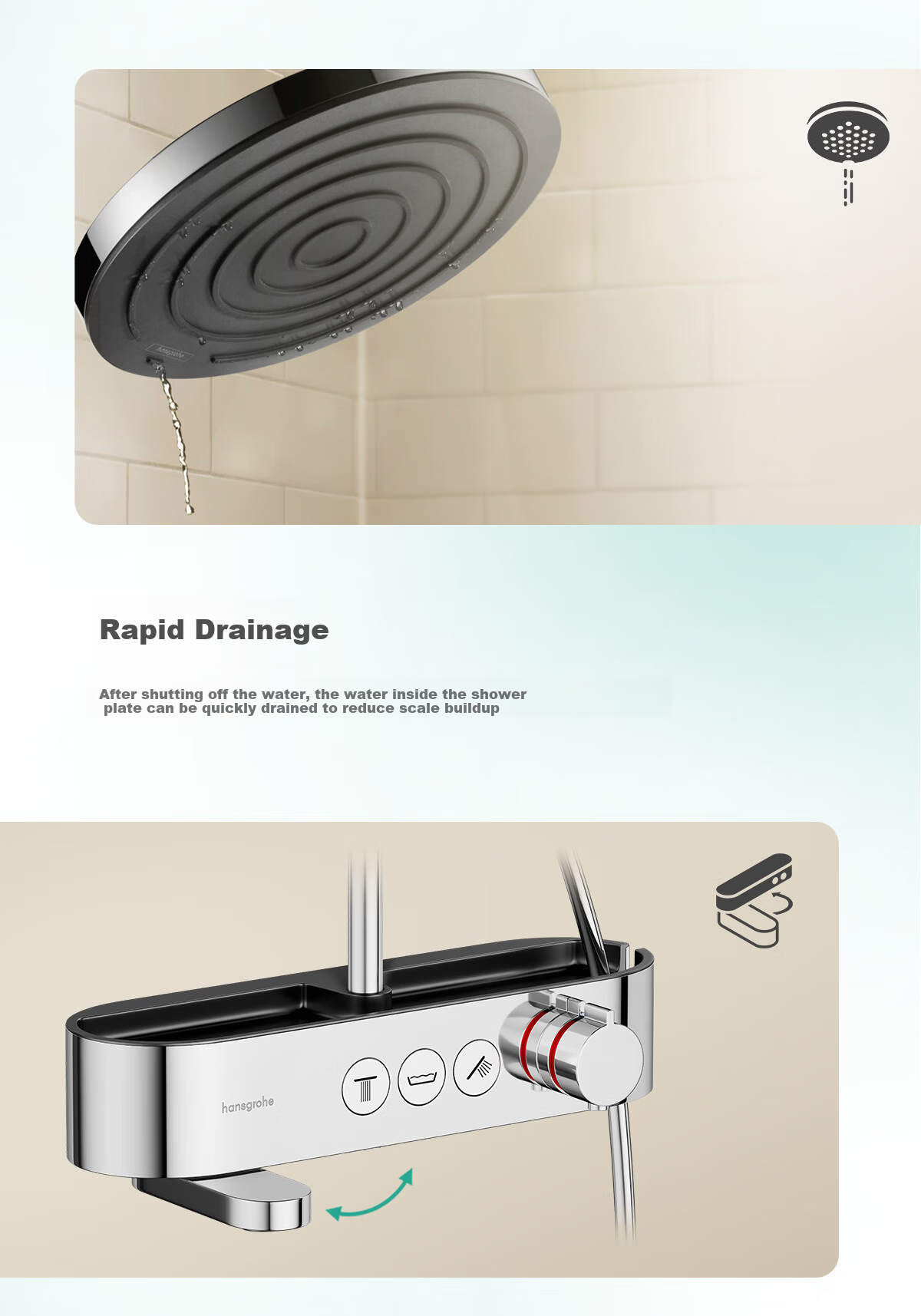 Hansgrohe Standard Shower Set Preshower Single-Speed Thermostatic Shower Shelf 24231007 11