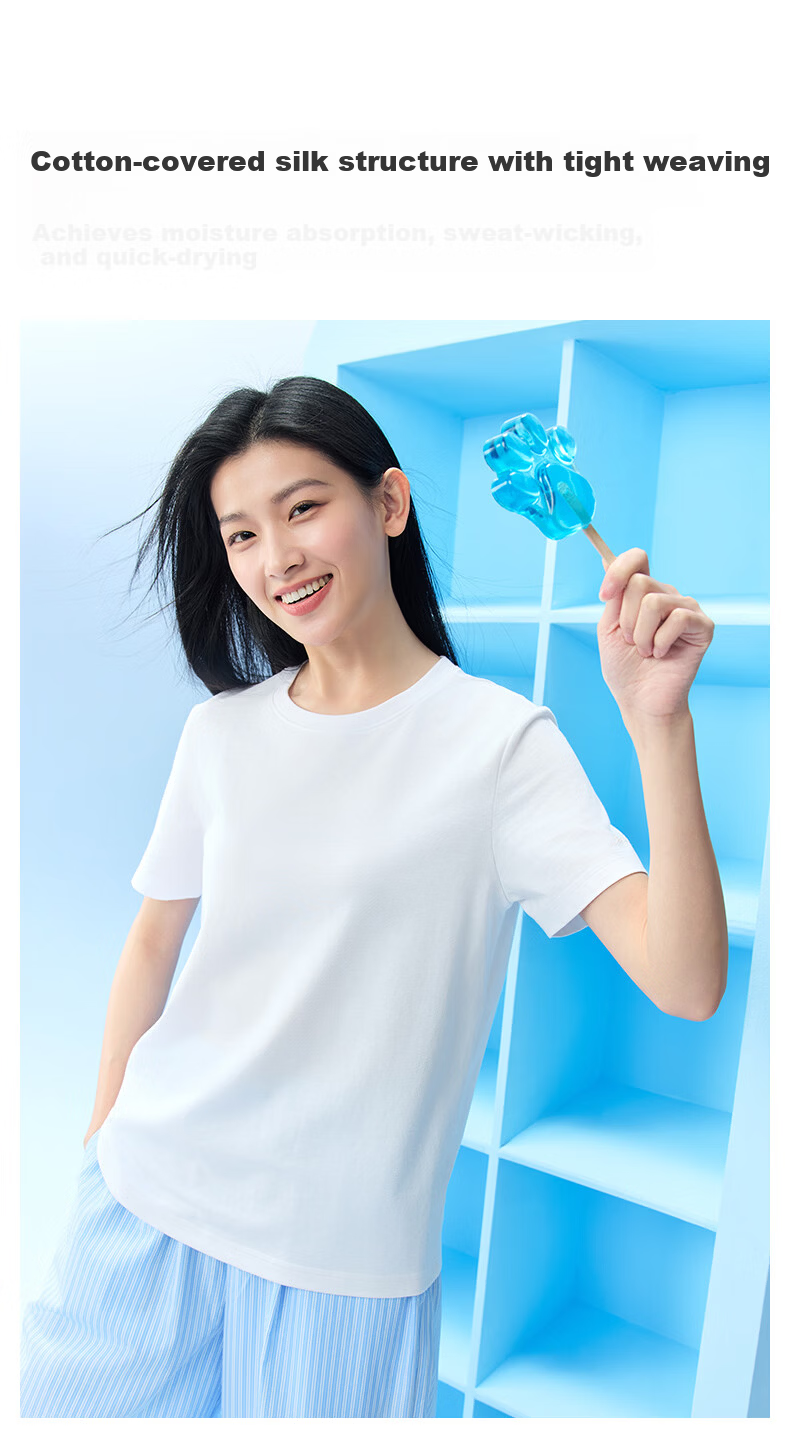 MiiOW [Tian Xuning Same Style] Couple Short Sleeve Summer New Cool Sea Buckthorn T-Shirt Moisture-Wicking Quick-Dry Breathable Versatile 10