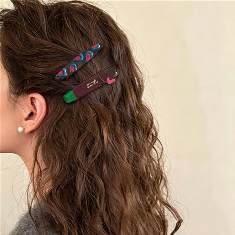 CHIMERA Colorblock Dopamine 2-Piece Bang Clip and Back Hair Clip Set Hairpin Hair Clip 6.1 Children's Day Gift