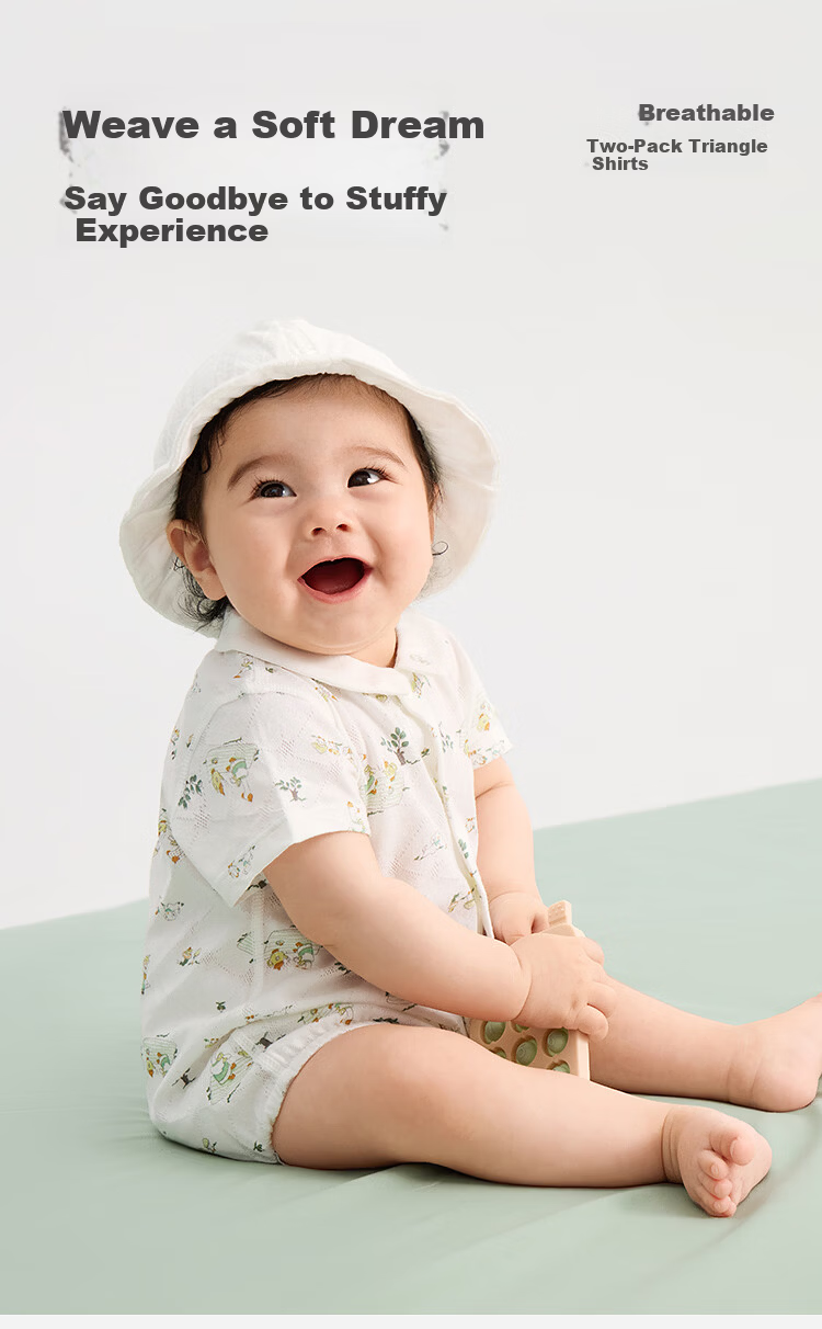 BALABALA Children's Cotton Triangle Shirt, New Summer Thin Style, Baby Bodysuit Two-Piece Set, for Newborns 0-6 Months 4