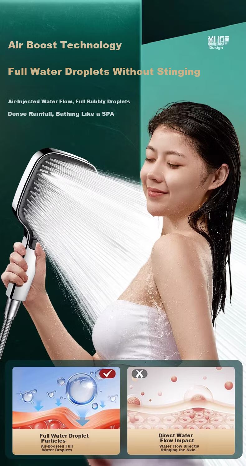MUGE High Pressure Shower Head Powerful Water Flow Universal Single Head Handheld Bathroom Shower Sprayer 4