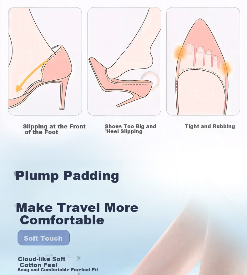 Huabaochi Cowhide Forefoot Insole Half Pad High Heel Leather Shoes Foot Pad Half Size Genuine Leather Half Insoles Women Shock Absorption Anti-Friction 9