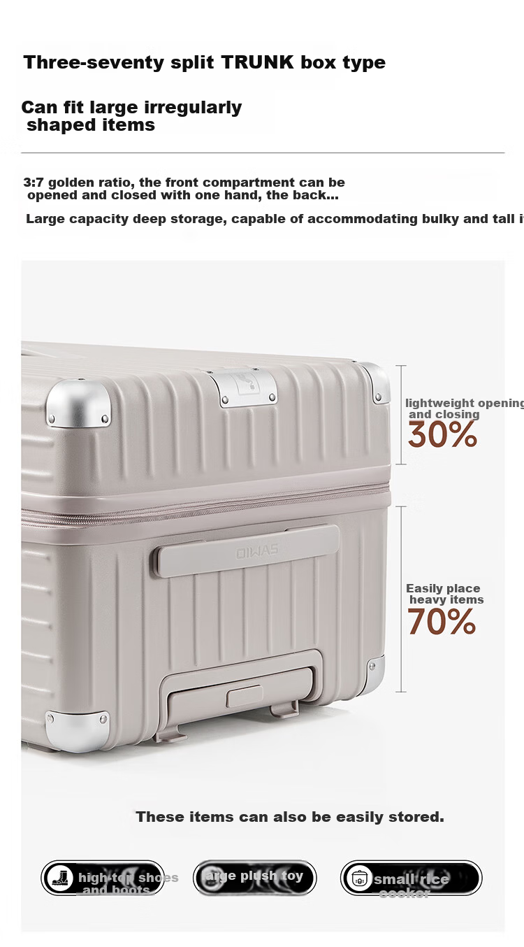 OIWAS 20-inch Carry-on Luggage High-Quality Durable New Trolley Travel Suitcase with Password Lock Oatmeal Color 5