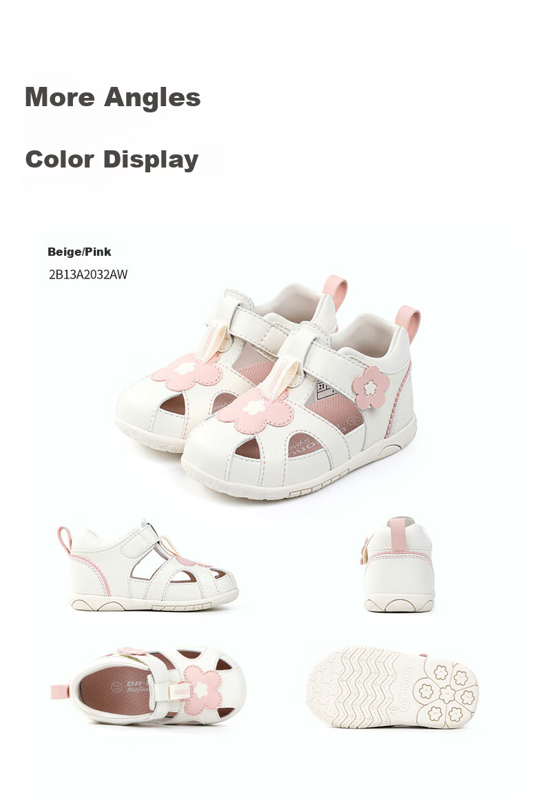 Dr. Jiang Toddler Walking Shoes Summer Girls Comfortable Children's Sandals 2B13A2032AW Beige/Pink Size 21 11
