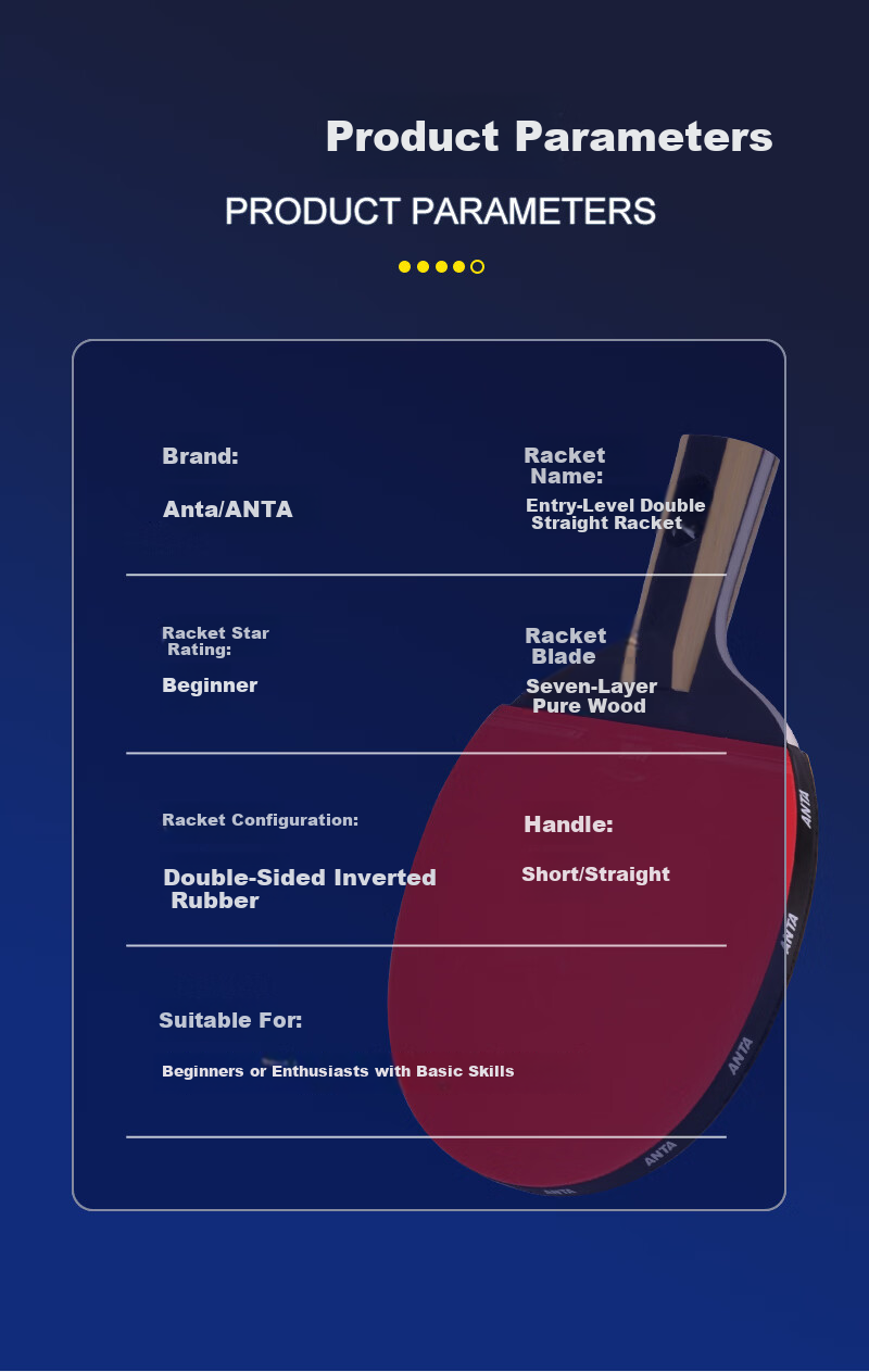 Anta Double Straight Handle Table Tennis Rackets (Jingcang Fast Delivery + 8 Balls + Racket Bag) Entertainment Double Straight Handle Ping Pong Paddle Set 6