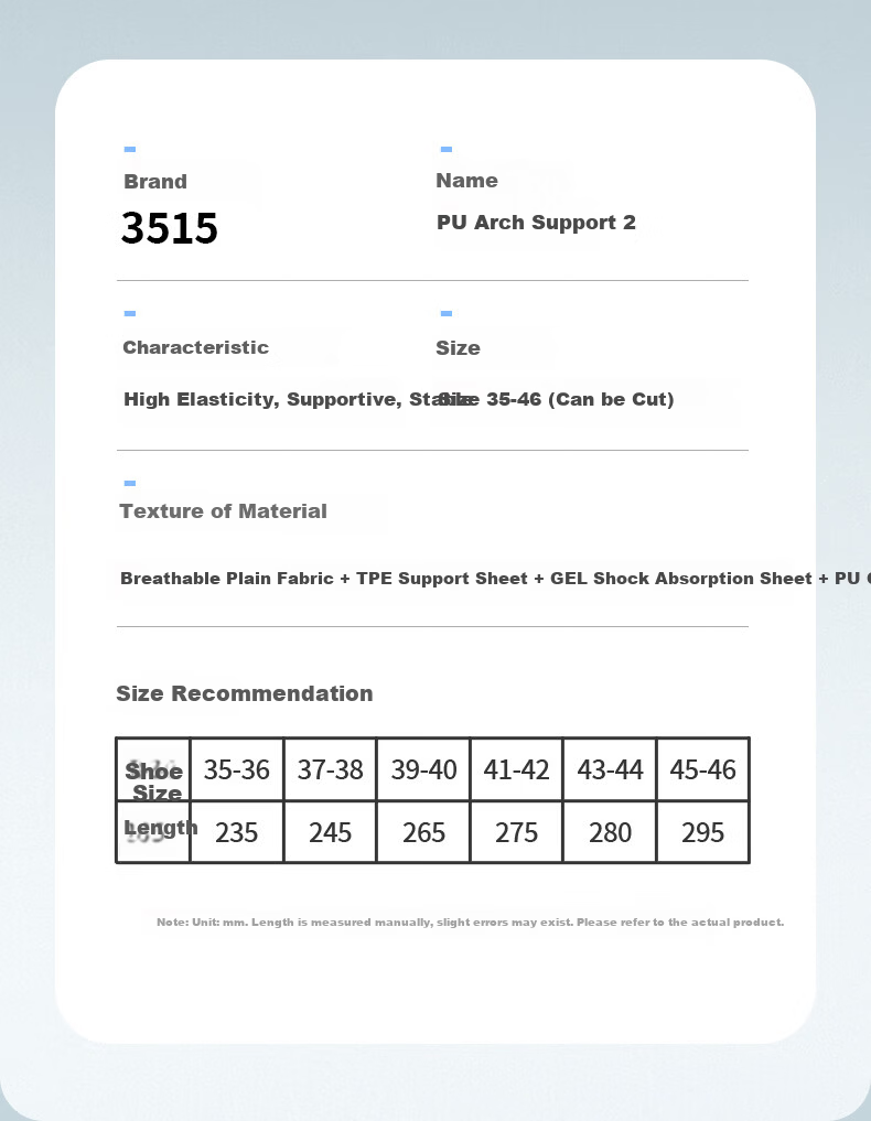 3515 Arch Support Insoles for Men Soft Thickened Anti-Odor Flat Feet Comfortable Sports High Elastic Shock Absorption 13