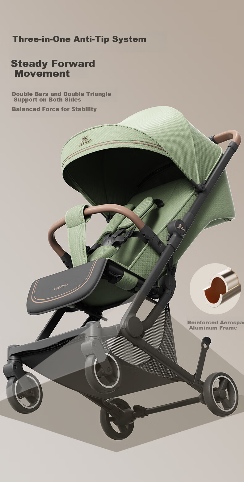 YEEHOO Youxing Baby Stroller Lightweight High-View Shock-Absorbing Reclining Seat Gravel Gray 5