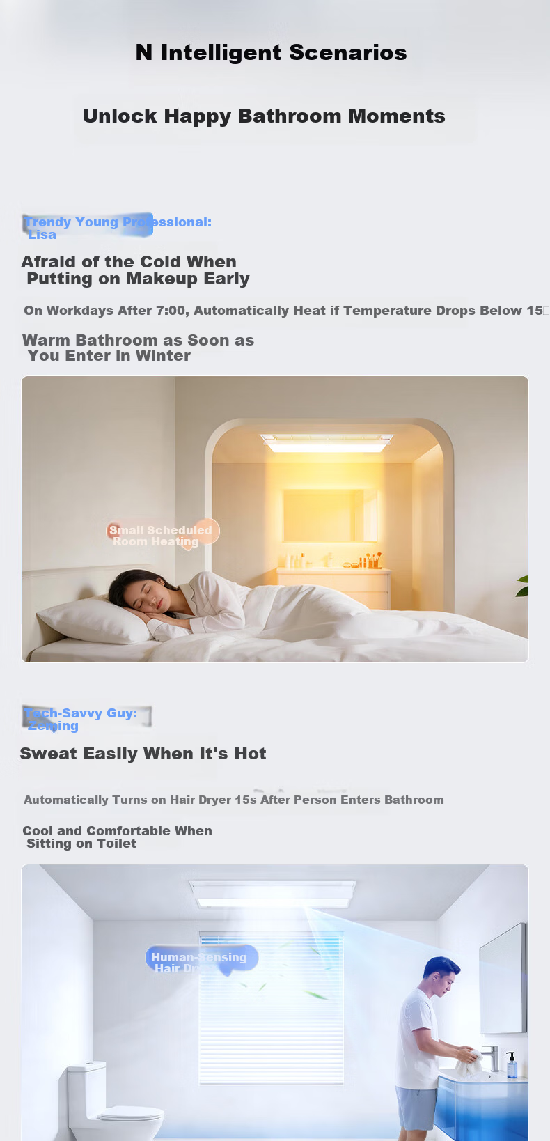 Midea JD Smart Bath Heater with Warm Air, Lighting, Ventilation, Integrated Bathroom Heater AI Human Sensor Sense X1 5