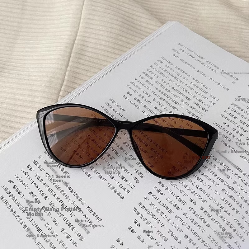 Boshide Cat Eye Sunglasses Retro Black Frame Brown Polarized Sunglasses Slimming for Square and Round Faces Glossy Black Frame Brown Lenses 7