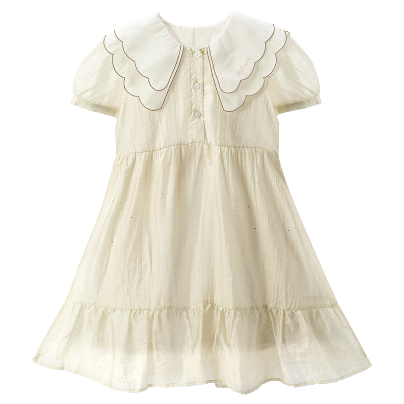 Disney Girls' Tencel Dress Summer Lightweight Princess Dress for Older Children EQ083 Oatmeal Size 150