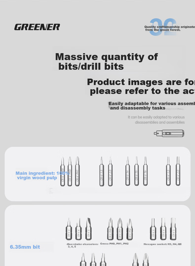 GREENER Magazine-Type Electric Screwdriver 56-Piece Rechargeable Household Mini Cordless Precision Electric Screwdriver Set 14