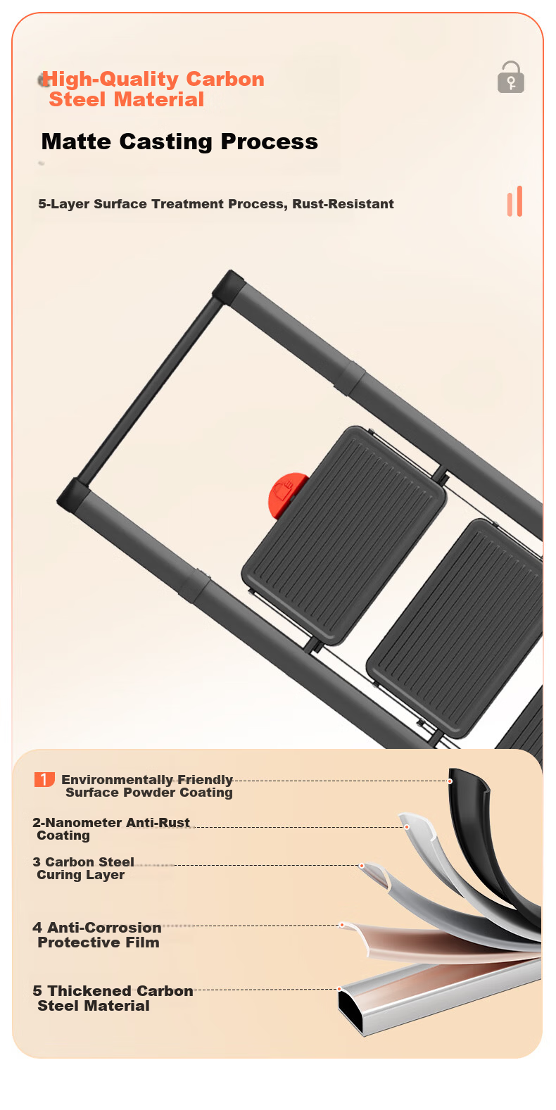 Aopeng Household Ladder Three-Step Folding Ladder Indoor Multifunctional Staircase Thickened A-Frame Single-Side Engineering Ladder 14
