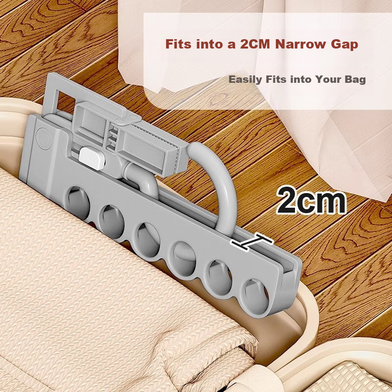 Baicaoyuan Travel Folding Clothes Hanger Portable Six-Hole Drying Rack for Business Trip and Hotel Clothes Drying Tool 2-Pack Gray
