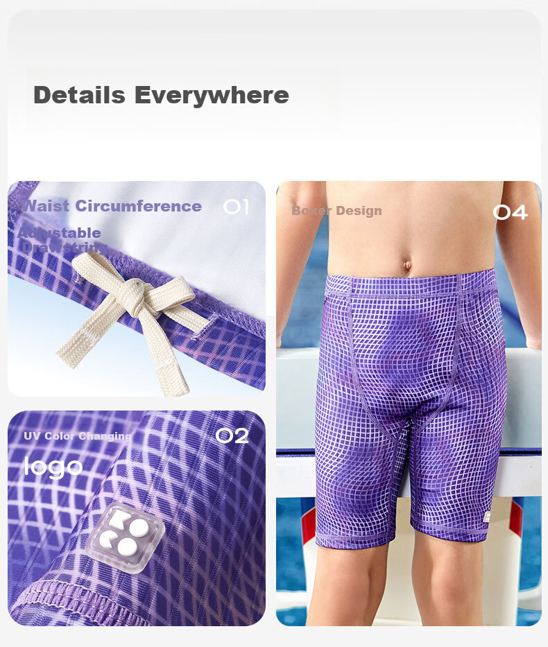 Kocotree KK Tree Kids Boys Swimwear Youth Professional Training Quick-Dry Breathable Swim Trunks 26