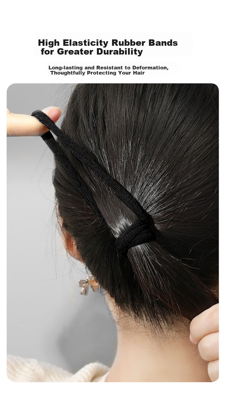 MEIFUYU Black High Elasticity Four-Strand Thin Hair Ties Hair Bands 30 Pieces Elastic Hair Bands WH7232 6