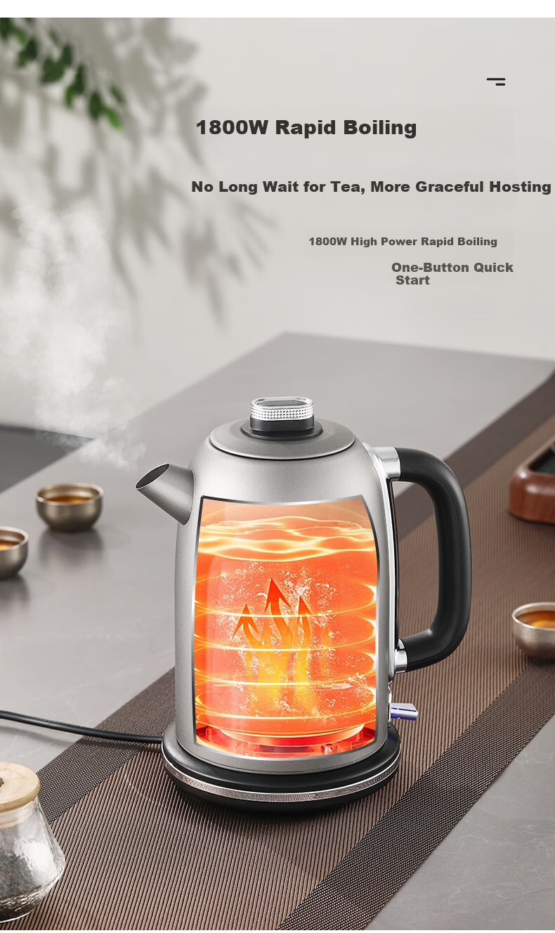 Biooner Pure Titanium Electric Kettle 2.3L Large Capacity Auto Shut-Off Insulated Tea Kettle Ti-16 6