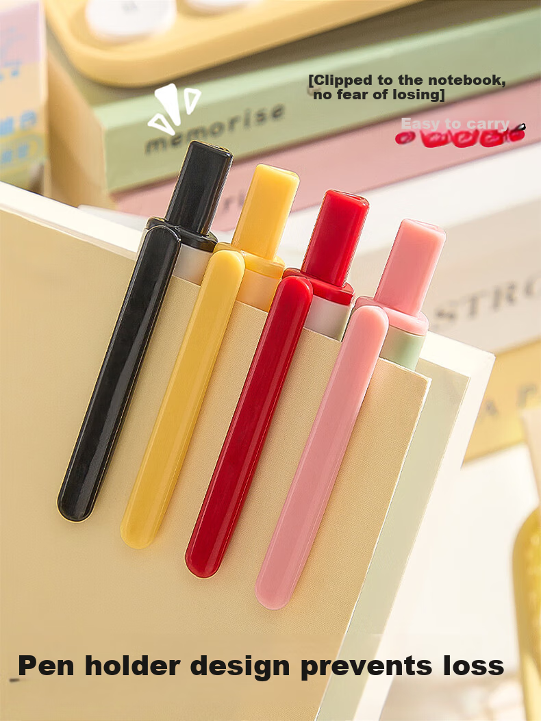 Kaba Bear Exam Silent Click Gel Pen 4-Pack Black 0.5mm Quick-Dry Carbon Fiber Test Pen Mo Ding Qian Kun 7