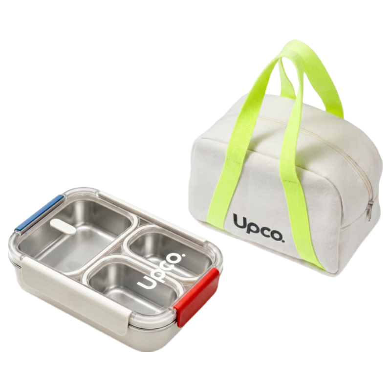 BBFRESH Stainless Steel Divided Lunch Box Microwaveable Student Office Worker 3-Compartment Commuter Bento Box Yogurt Sealed Lunch Box