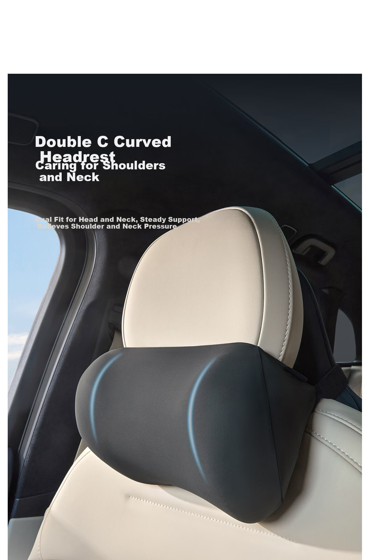 MLILY Fast Charging Zero Pressure Car Headrest Universal Four-Season Seat Cushion Neck Support Pillow for Long Sitting Comfort and Pressure Relief 3