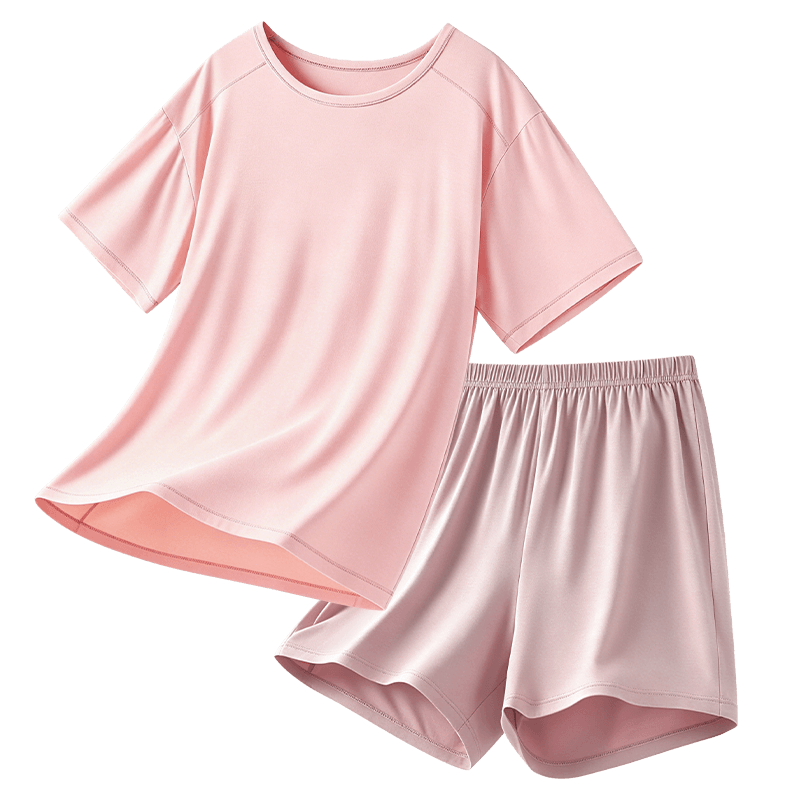 Ice Snow Kapok Girls' Pajamas Summer Modal Ice Silk Homewear Set Youth Children's Short Sleeve Shorts Two-Piece Set