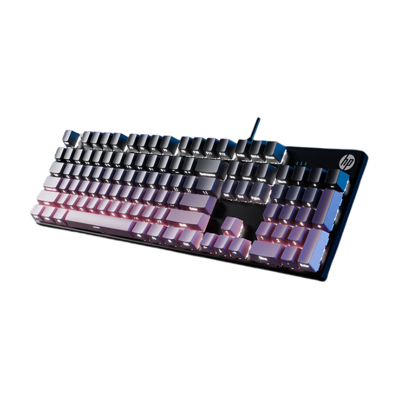HP GK100 Wired Backlit Mechanical Keyboard 104-Key Full-Size Gaming Office Ergonomic Computer Peripheral Side-Printed White Light Blue Switch