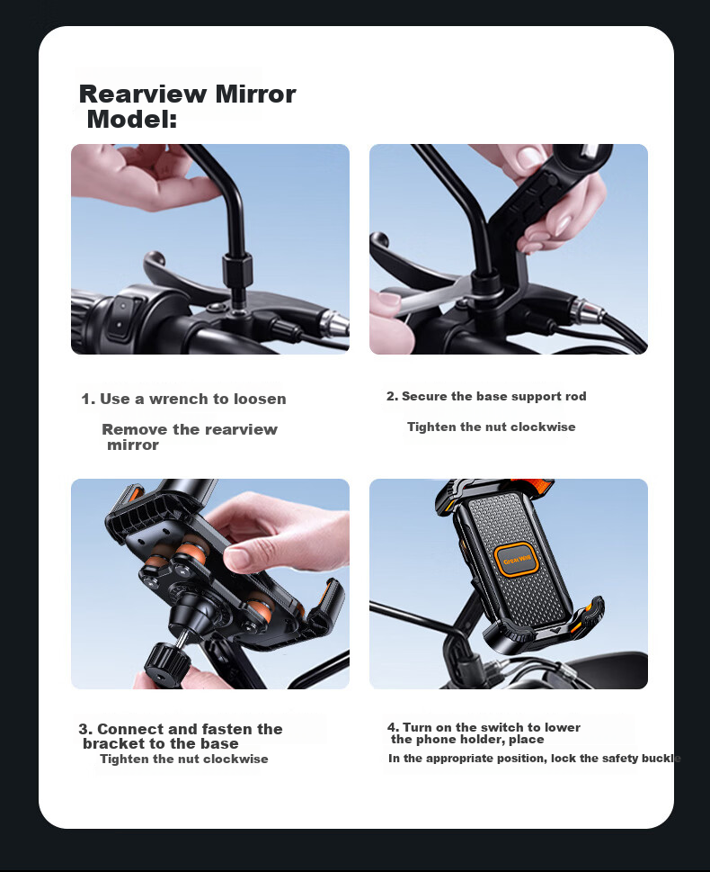 Xuanqin Xuanxiang Electric Bike Phone Holder Universal Battery Bicycle Delivery Navigation Riding Motorcycle Anti-Shake Anti-Drop Phone Mount 14