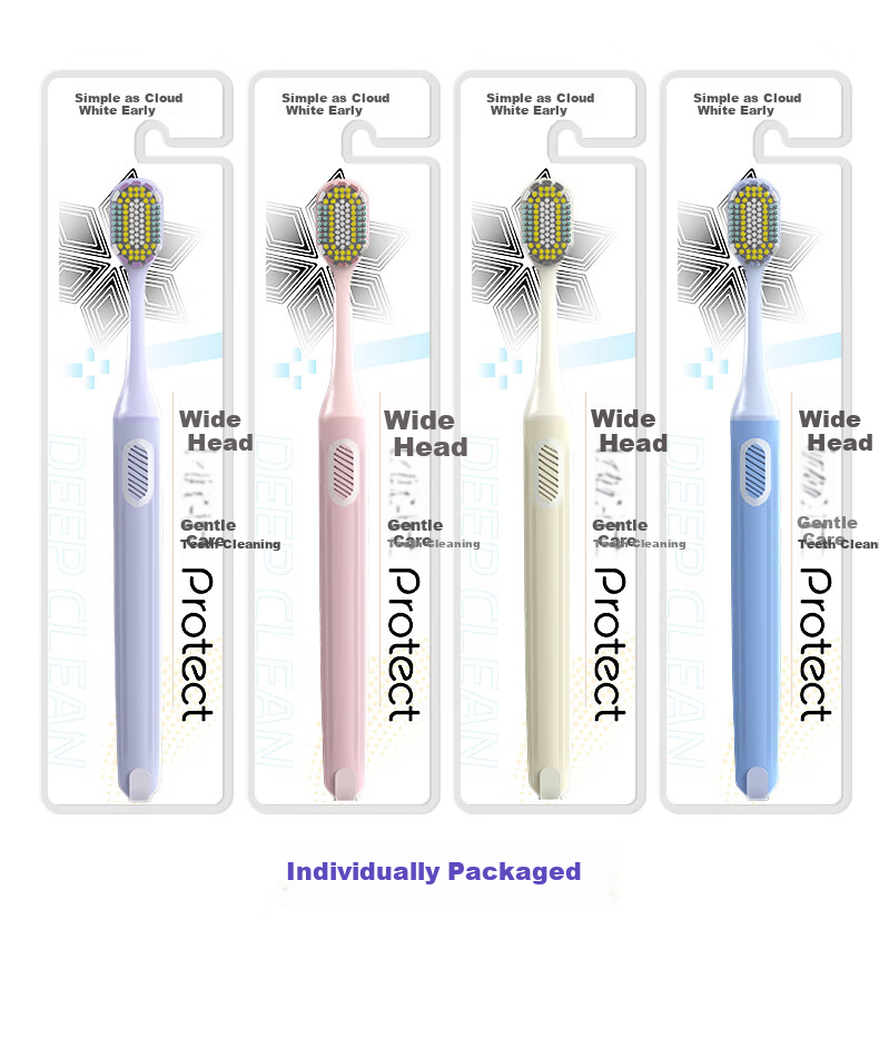 Jianruyun Wide Head Extra Large 4-Pack Ultra-Fine Soft Bristle Toothbrushes Individual Adult Household Men Women 8