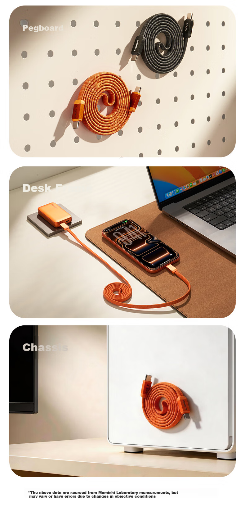 MOMAX Magnetic Type-C Charging Cable PD100W Fast Charge Car CTC Braided Magnetic Storage Compatible with Apple iPhone 17/16/iPad/Laptop/Tablet Xiaomi Black 5