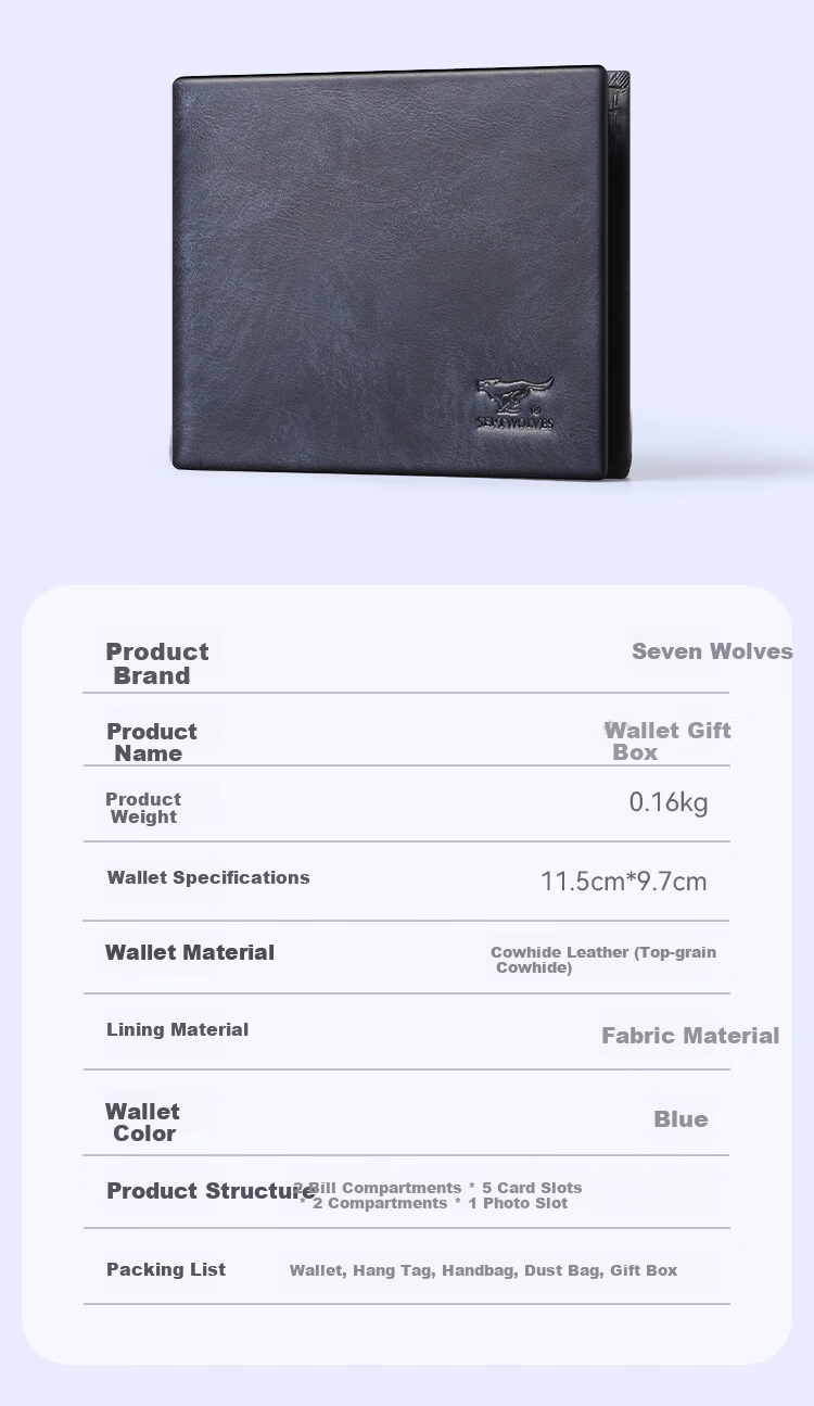 Seven Wolves Father's Day Gift Men's Short Wallet 2026 Latest Genuine Leather for Dad Elders 15