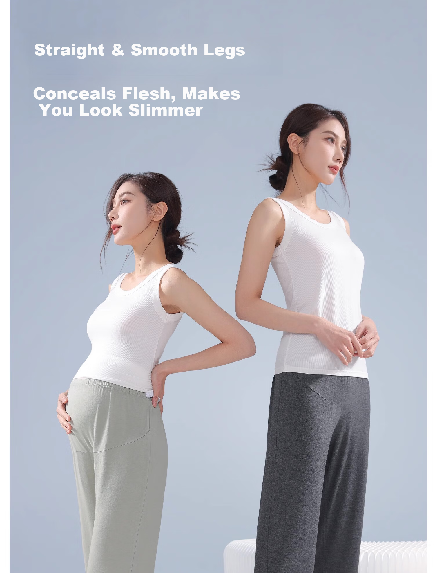 FENYE Maternity Sleep Pants Summer Thin Soft Modal Home Pants Adjustable Pajama Pants Green L 4