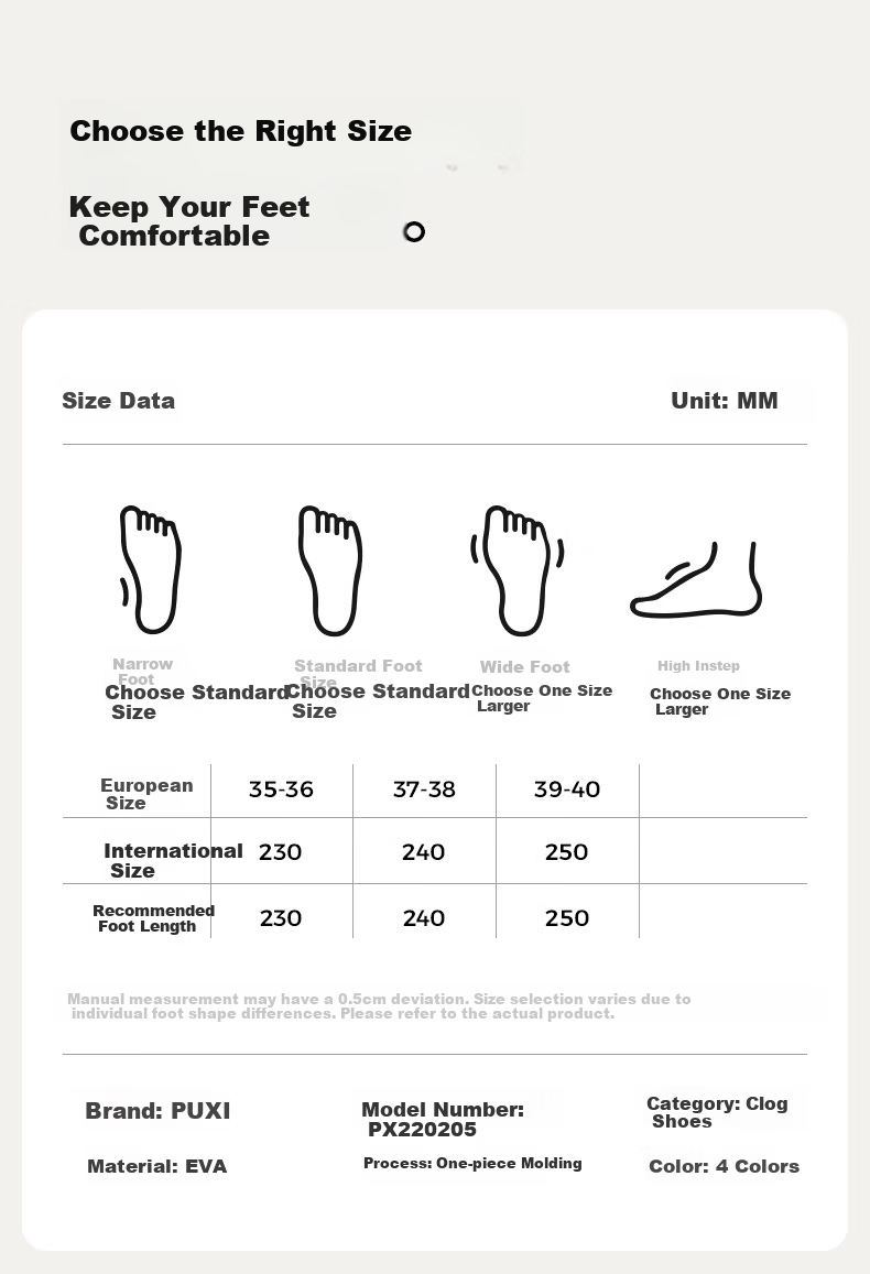 Puxi Women's Thick Sole EVA Slip-On Summer Clogs Non-Slip Odor-Resistant Cloud White Sandals Size 33-34 13