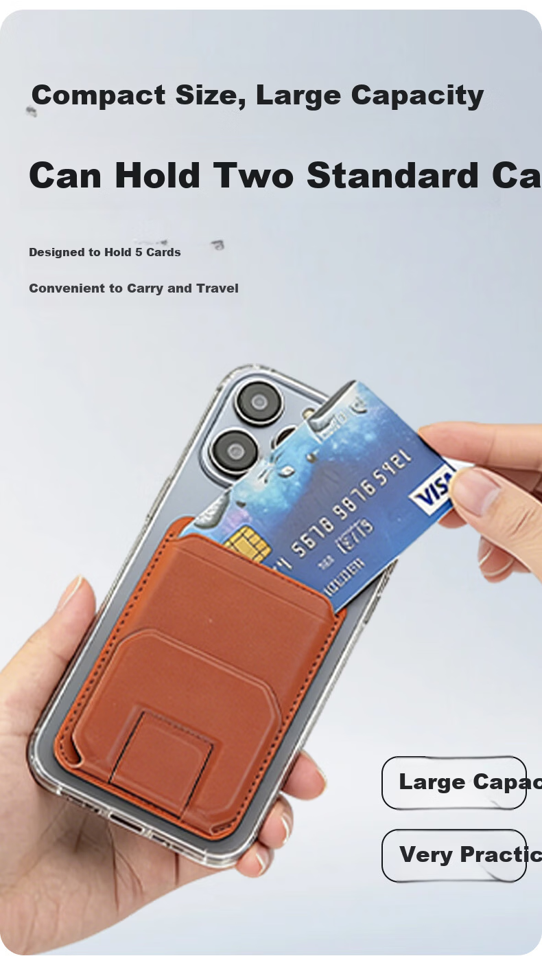 Zitai Card Holder Phone Stand Tablet Stand MagSafe Magnetic Card Holder Phone Case 2-in-1 Card Sleeve Back Sticker Transit Metro Card Compatible with Apple iPhone 17/16/15/13 Brown 4