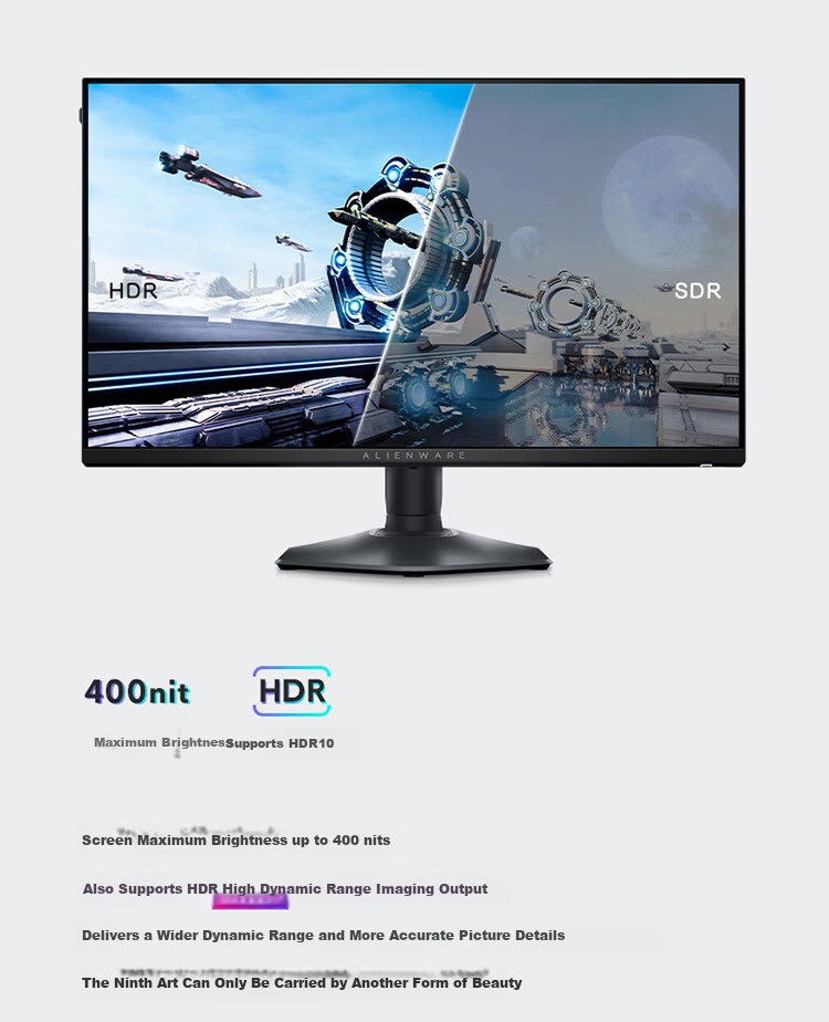 Alienware Starship 24.5-inch 300Hz Refresh Gaming Monitor IPS 1ms 400nits FreeSync 99% sRGB Rotatable Height Adjustable High Refresh Rate Screen AW2526HL 6