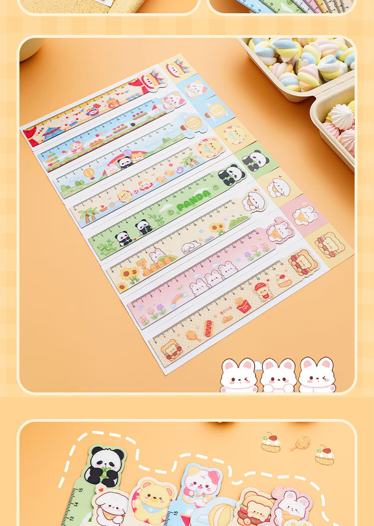 Yuhe Magnetic Flexible Ruler, Bendable up to 15cm, Multifunctional Fun Cartoon Straight Ruler, Drawing Ruler, Student Learning Supplies, Children's Reward Stationery, Children's Day And Back-To Gift, 5 Styles, 1224 8