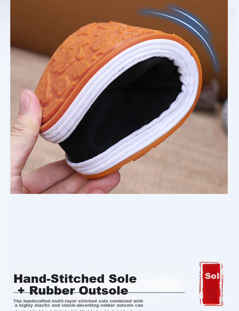 Yidisen [Beef Tendon Sole] Authentic Old Beijing Cloth Shoes Multi-layer Sole Mugwort Deodorant Breathable Non-slip Wear-resistant Black 45 9