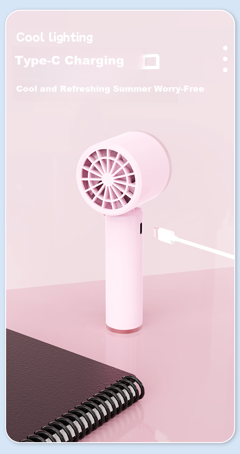 Siyi Cai Small Fan Desktop Bed Handheld USB Rechargeable Quiet Portable Mini Table Fan with Digital Display Dormitory Sky Blue 7