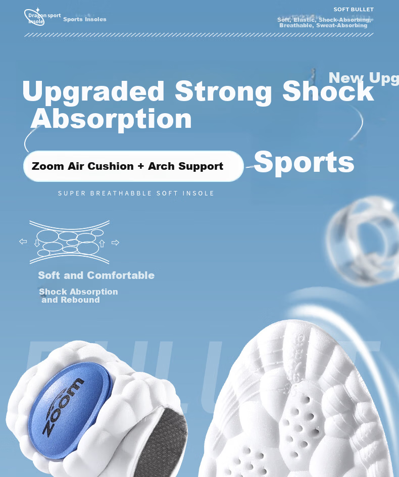 3515 Men's Sports Insoles Soft Cushion Shock Absorption Long-Standing Military Training Sweat-Absorbent Breathable Antibacterial Odor-Resistant Summer 1