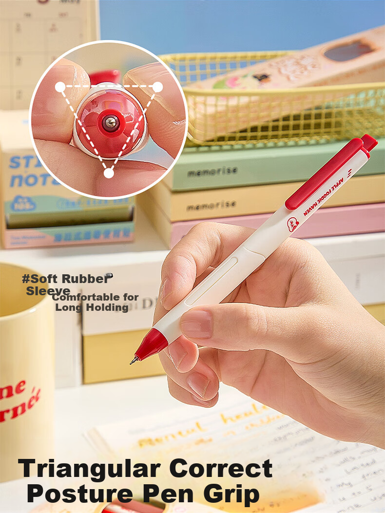 Kaba Bear Exam Silent Click Gel Pen 4-Pack Black 0.5mm Quick-Dry Carbon Fiber Test Pen Mo Ding Qian Kun 2