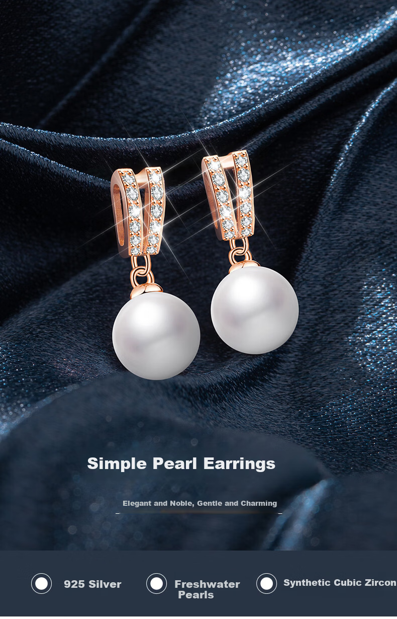 Laomiao Practical High-End Freshwater Pearl Stud Earrings for Women Silver Jewelry Thoughtful Gift for Girlfriend Wife 3