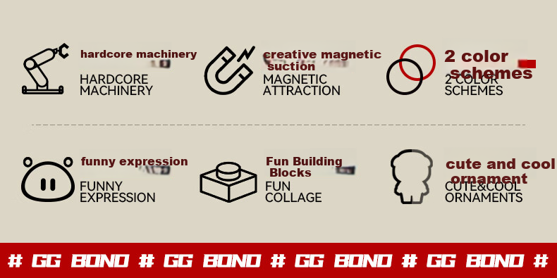 JAKI Building Block Mechanical Genuine GG Bond Magnetic Model Children's Toy Boys Girls Birthday Gift Red New Arrival 2