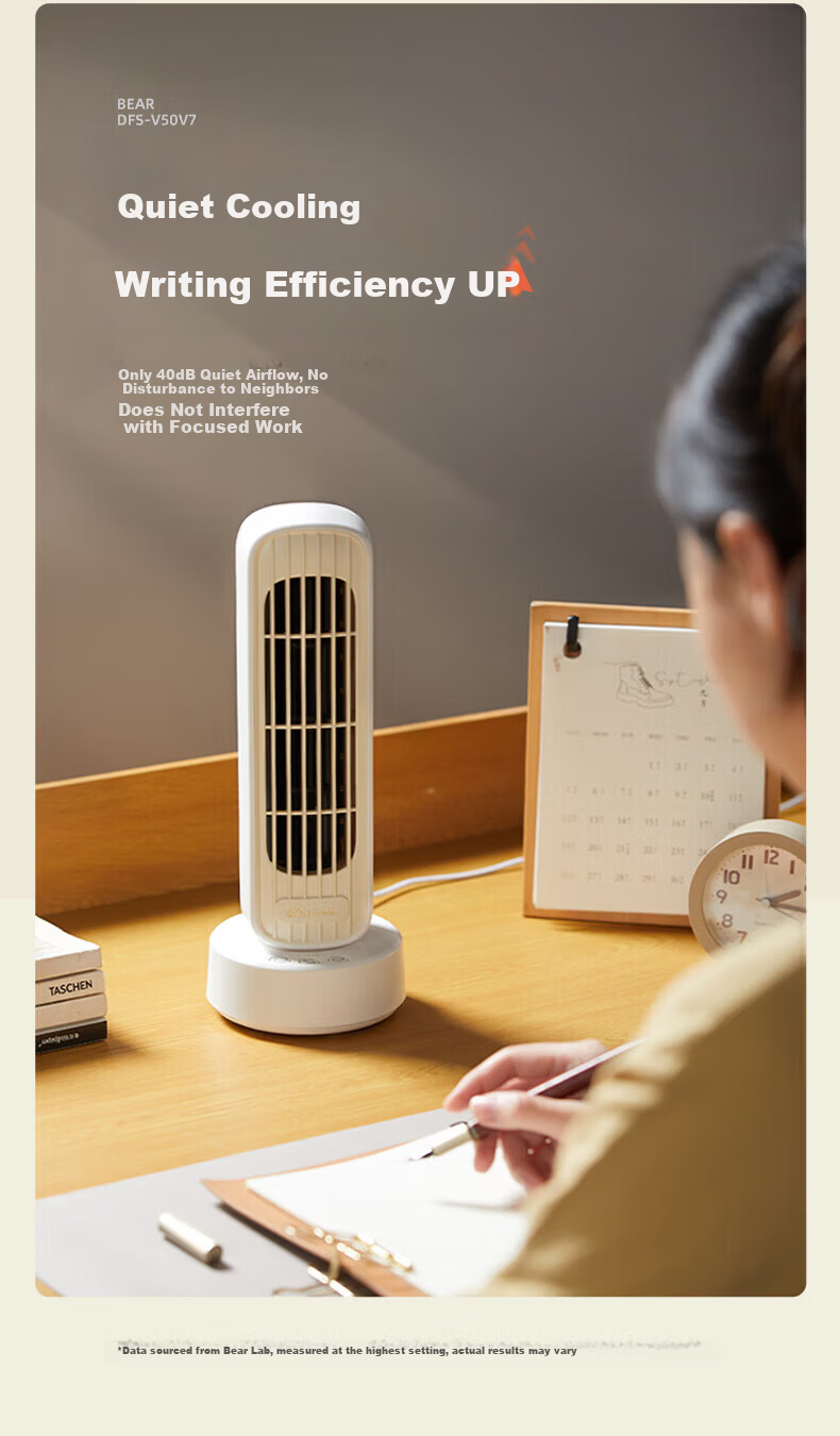 Bear Electric Fan Floor Fan Bladeless Fan Home Small Desktop Fan Compact Table Fan Oscillating Fan High Power Mini Desktop Tower Fan DFS-V05N7 4