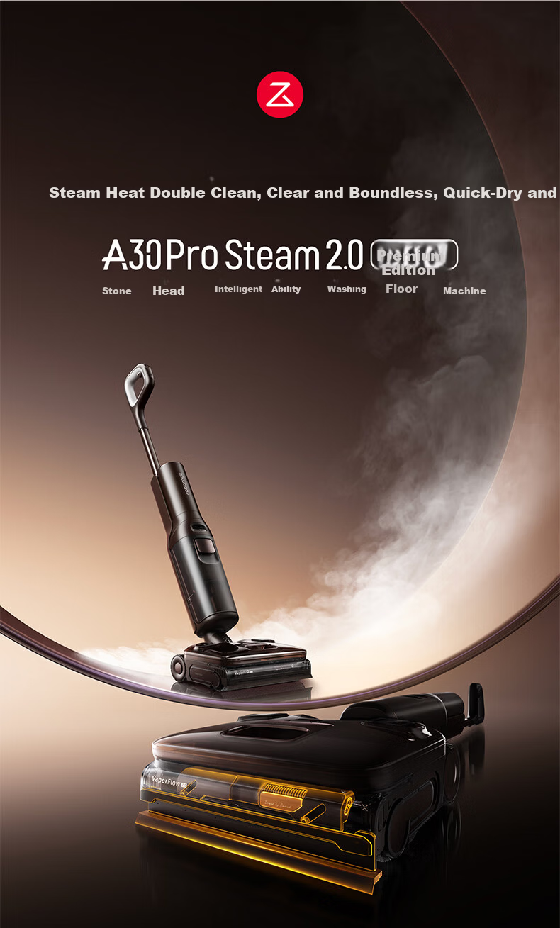Roborock A30 Pro Steam 2.0 Premium Floor Washer with Zero-Sense AI Quick-Dry Arm, Steam Hot Water High Suction Self-Cleaning Sterilization Robot Vacuum Cleaner 6