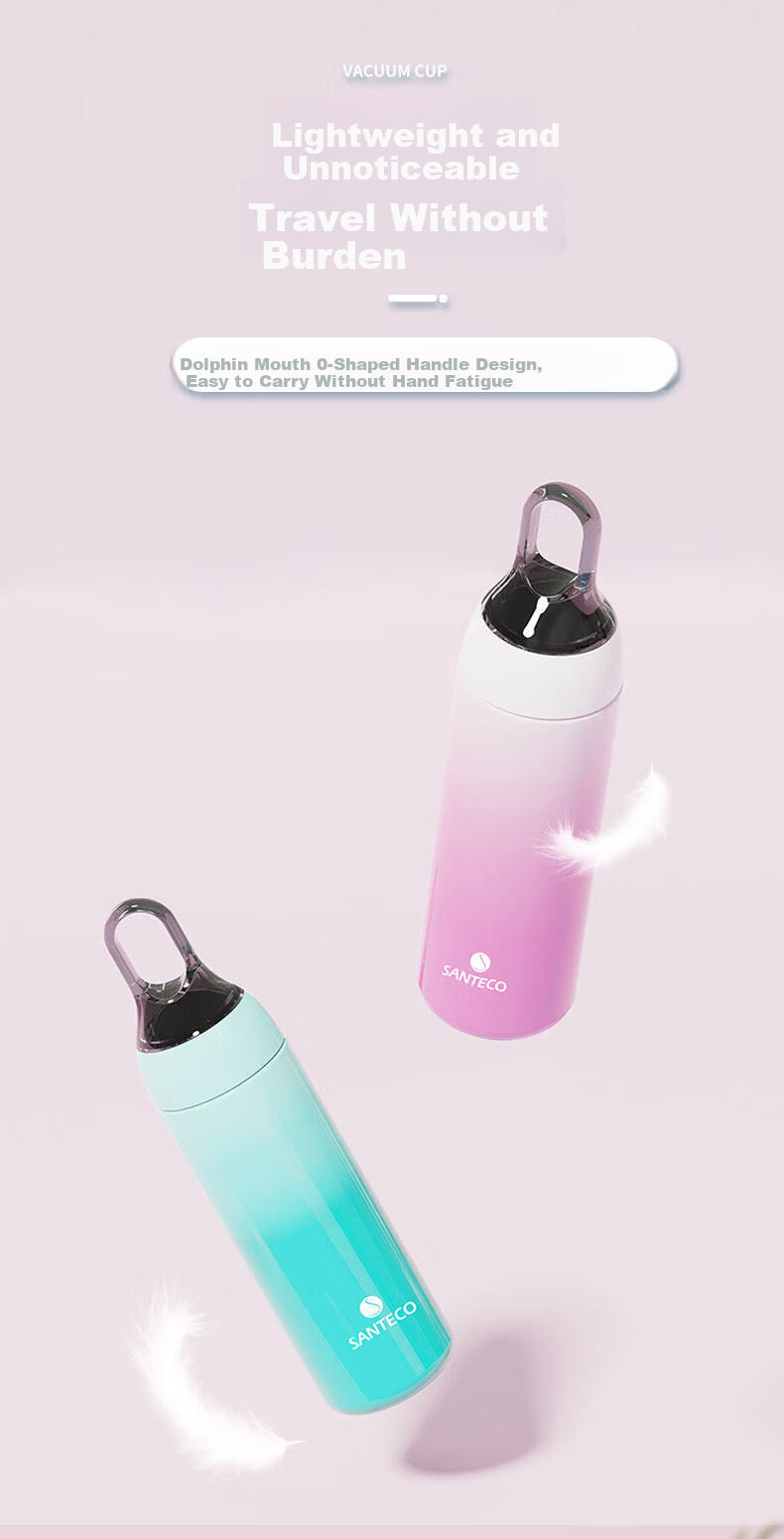 HAERS Minimalist Gradient Color Insulated Bottle Lightweight Portable High-Value 316 Stainless Steel Mint Green 500ml 2