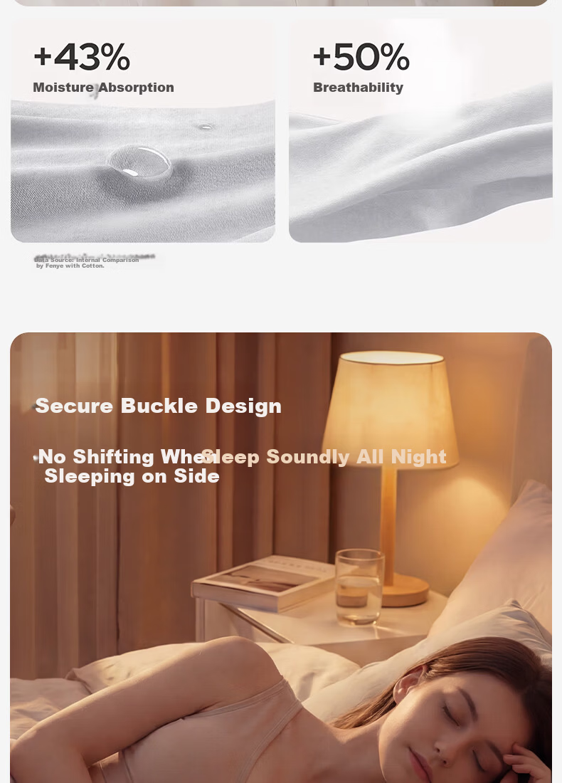 FENYE Three-Buckle Adjustable Nursing Bra Postpartum Feeding Pure Cotton Sleep Bra Anti-Sagging Large Breast Sleepwear Skin Tone L 8