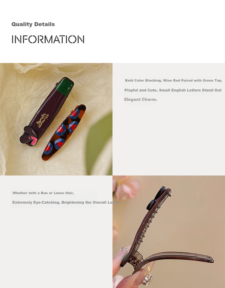 CHIMERA Colorblock Dopamine 2-Piece Bang Clip and Back Hair Clip Set Hairpin Hair Clip 6.1 Children's Day Gift 3