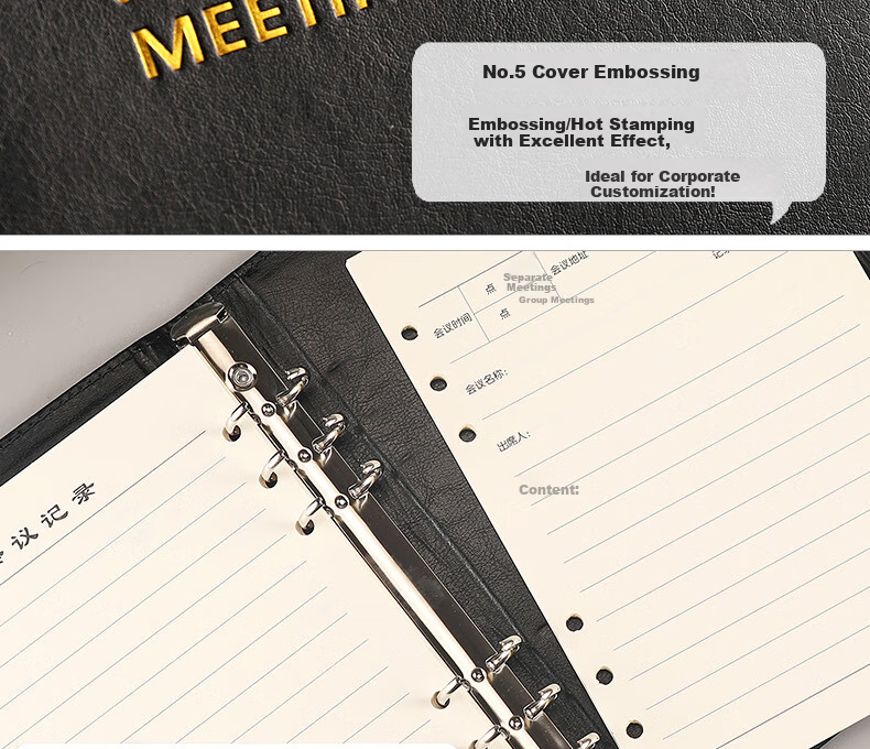 Xuchenwenju Business Meeting Notebook, B5 Leather Cover Soft Notebook, 96 Pages 192 Sheets, Office Meeting Journal, Meeting Minutes Record Book, 18K Work Diary with Customized Logo 12