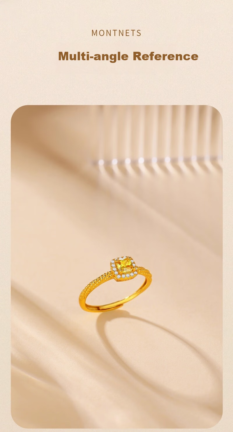 Jinliufu Auspicious 925 Silver Moissanite Small Square Sugar Ring Women's Sweet Open Birthday Gift for Girlfriend and Mom 6