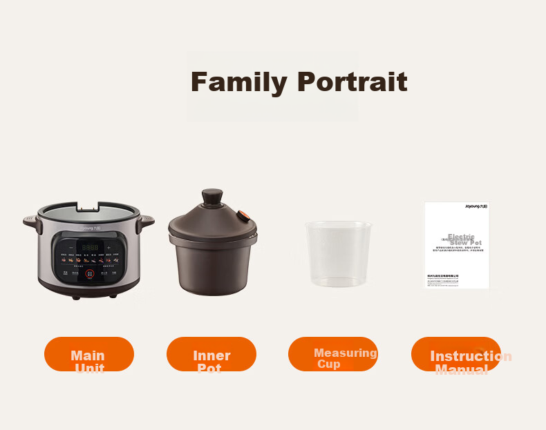 Joyoung 4L Electric Slow Cooker Purple Clay Pot Multi-Function Smart Timer Stew Porridge Soup Pot DG40K-GD408 16